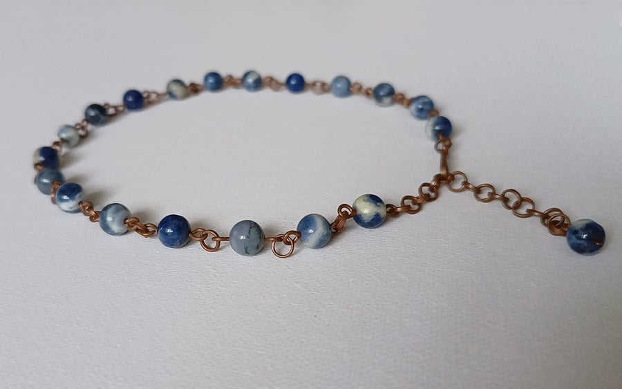 Copper necklace with sodalite