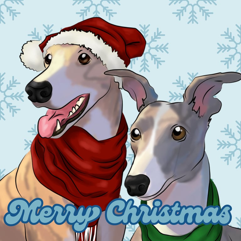 Pastel Greyhound, Whippet and Saluki Christmas Cards