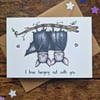 Bat Card, Birthday and Friendship Card, Halloween Card, Greeting Card