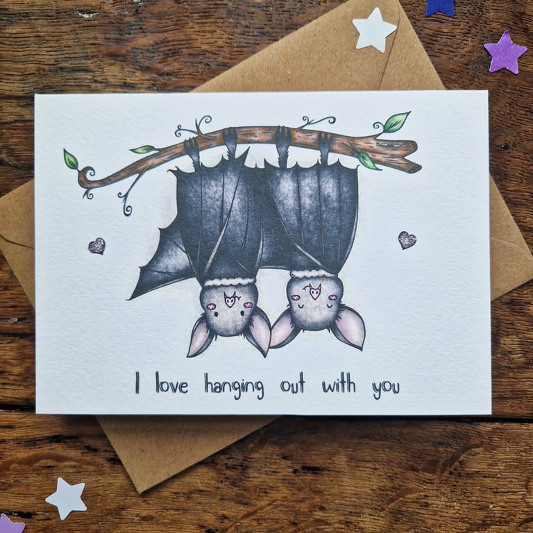 Bat Card, Friendship Card, Birthday Card, Halloween Card, Bat Lover Card