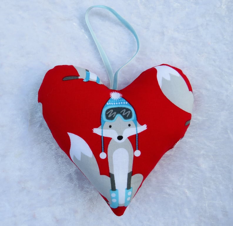 Heart decoration, foxes, fabric heart