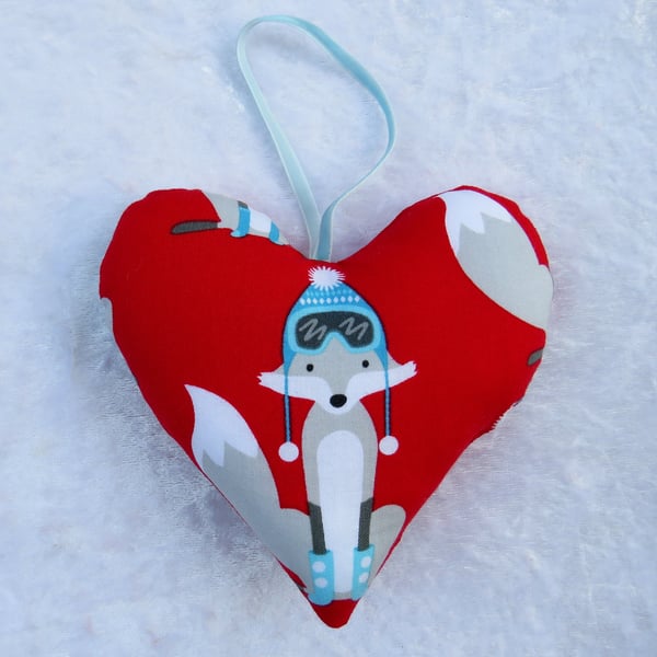 Heart decoration, foxes, fabric heart