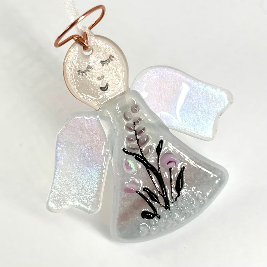 Hanging Glass Angel with Pretty Flowers
