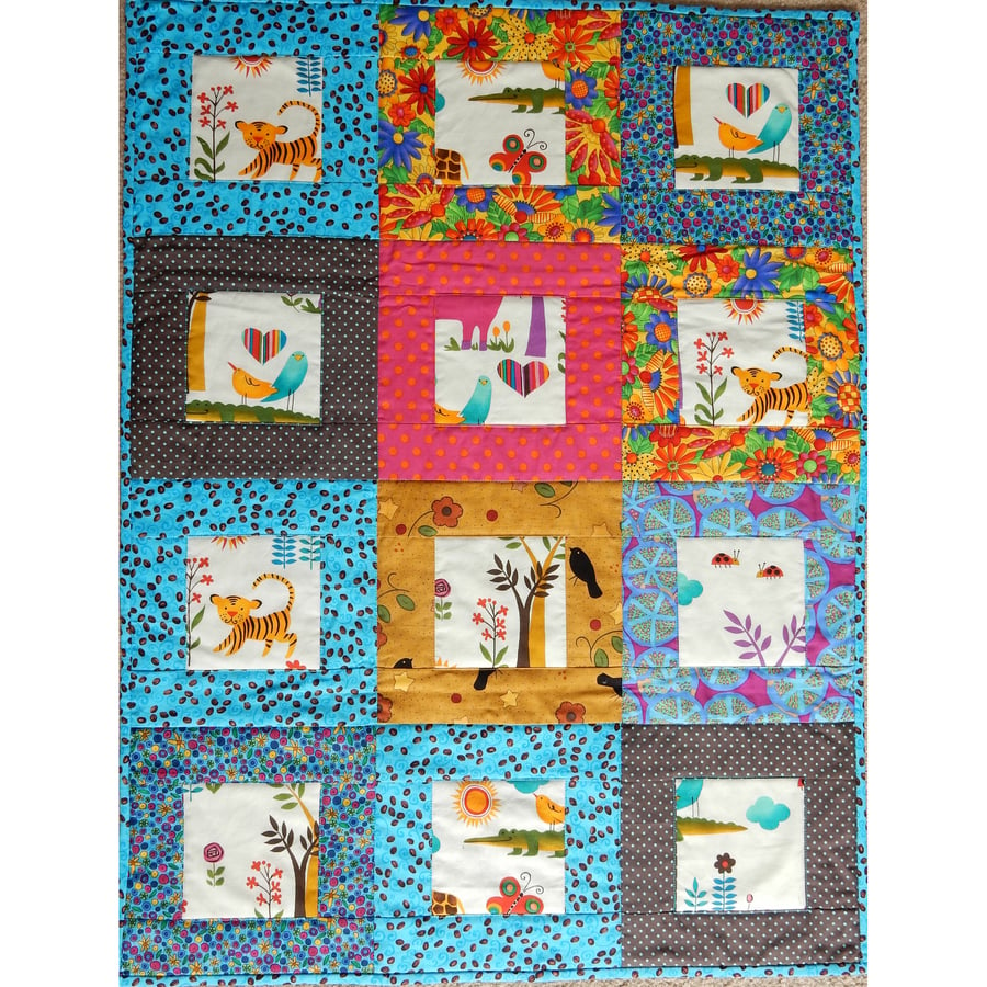Cot quilt or playmat Tiger and friends