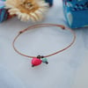 Friendship Bracelet-Leather & Fuchsia Howlite Heart