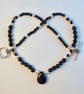 Blue Goldstone Necklace, Stars & Pearls, Birthday, Valentine, Mother's Day Gift