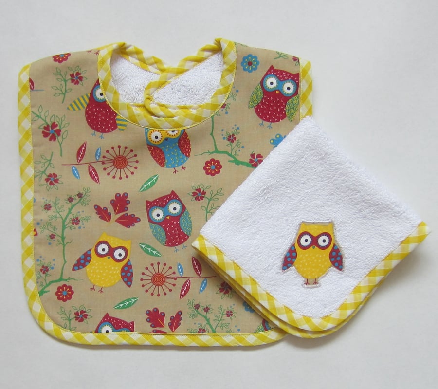 Owl Babies Bib and Dribble Cloth Gift Set