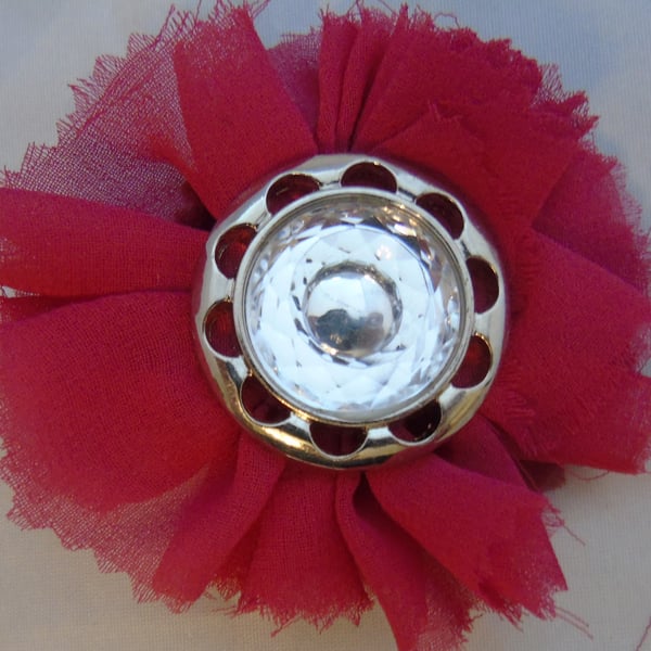 Fabric Hair Clip - Red 