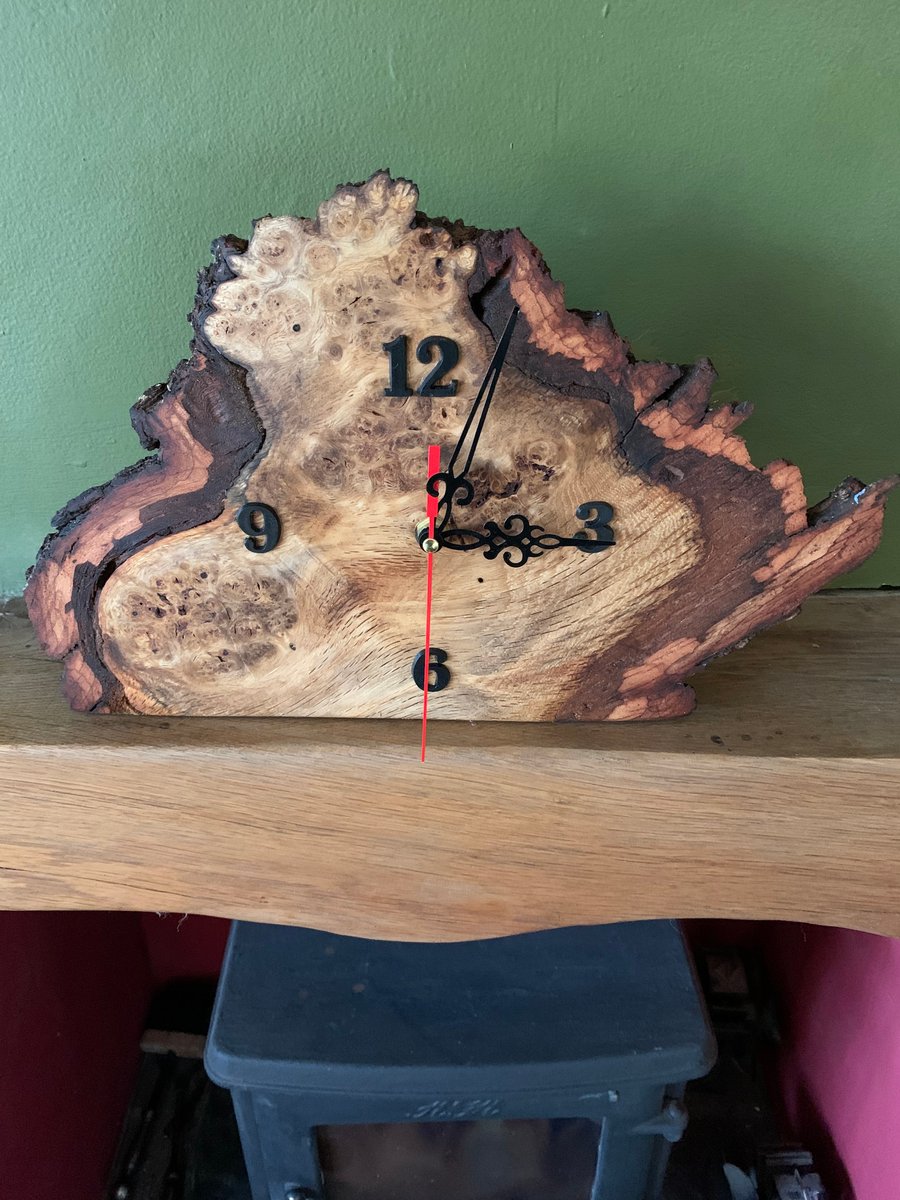Solid Oak Burr Mantle Clock