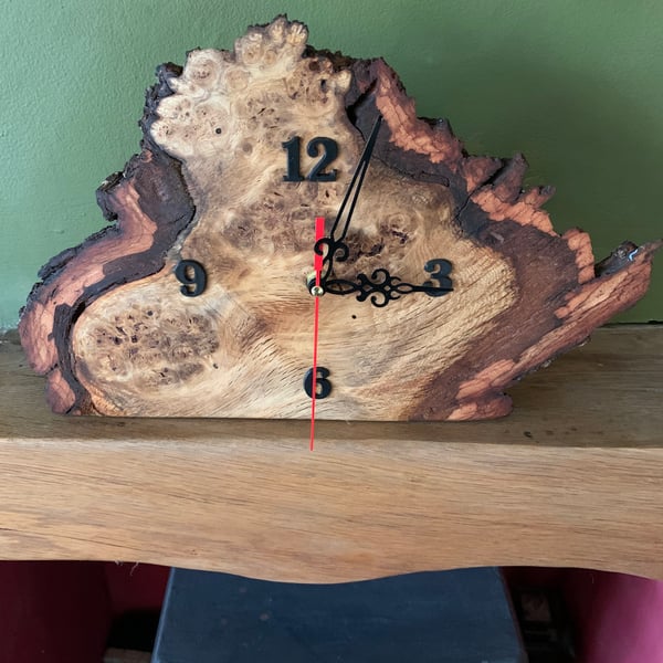Solid Oak Burr Mantle Clock