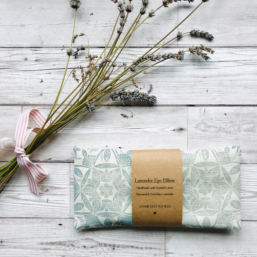 Hand Printed Linen Lavender Eye Pillow