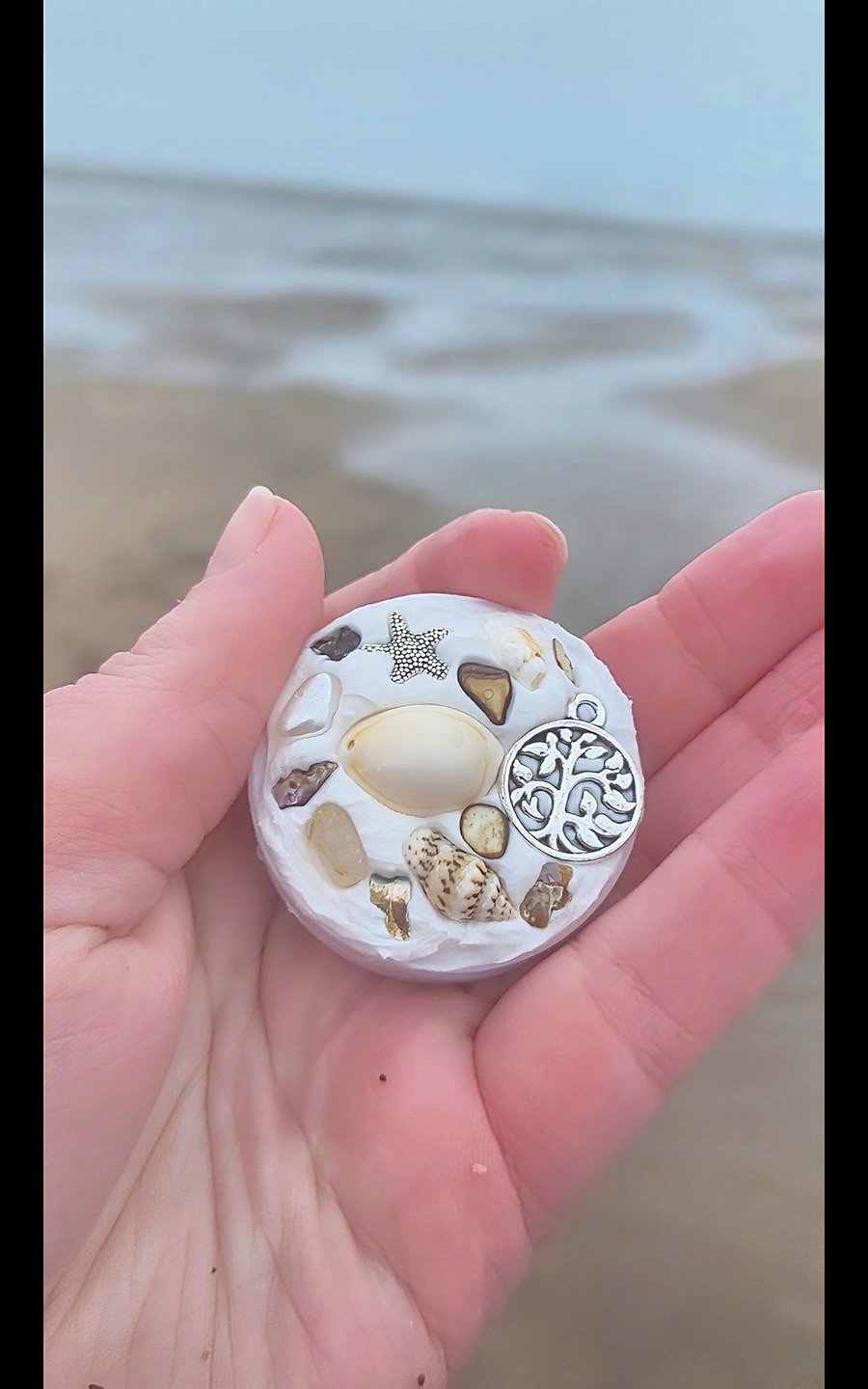 'SILVER SIREN' MERMAID POP SOCKET, PHONE GRIP MADE WITH SEA SHELLS FROM CORNWALL