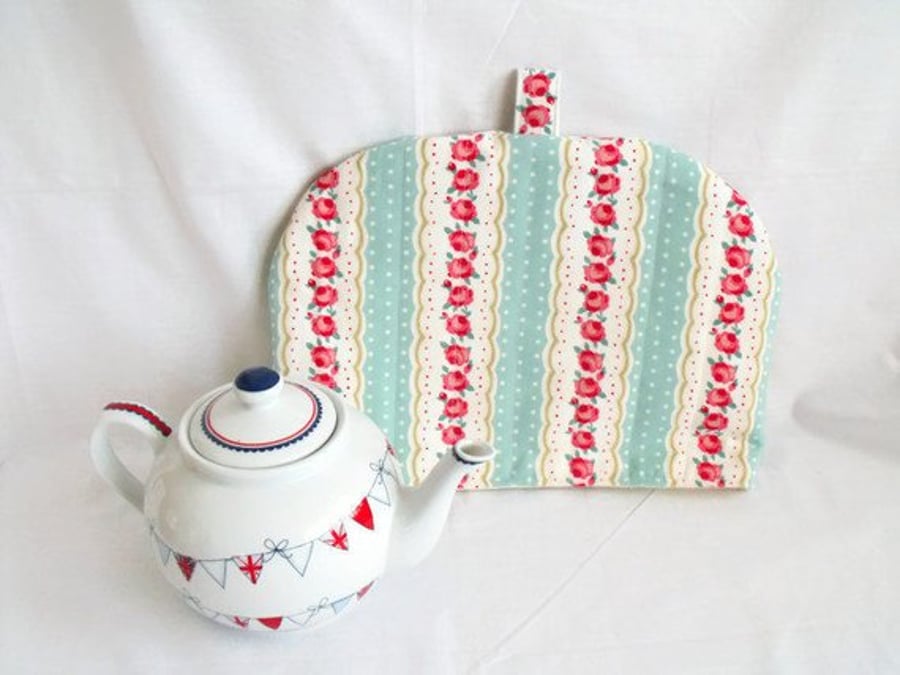 quilted mint tea pot cozy to keep your brew warm, cottage chic home decor