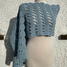 Handmade crochet lace light blue scarf