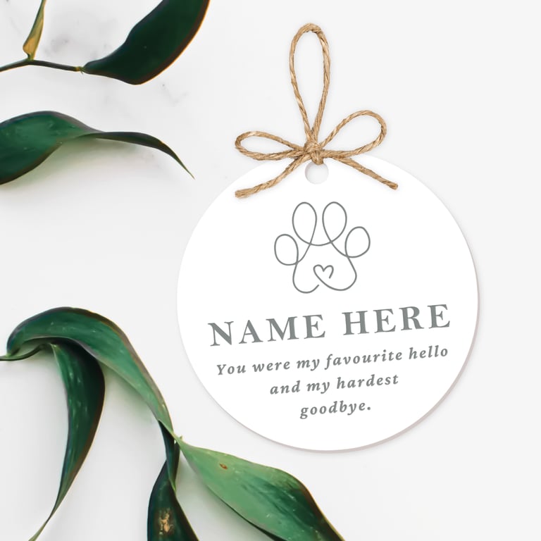 Favourite Hello - Line Paw: Personalised Pet Memorial Hanging Sign Pet Loss Gift