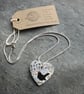 Handmade Ceramic Bore Da Blackbird heart pendant - Image 2