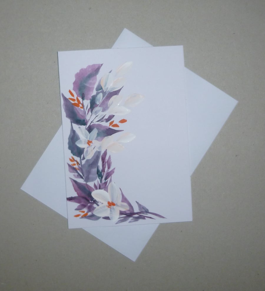 original art hand painted floral greetings card ( ref FA 184 C4 )