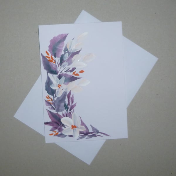 original art hand painted floral greetings card ( ref FA 184 C4 )