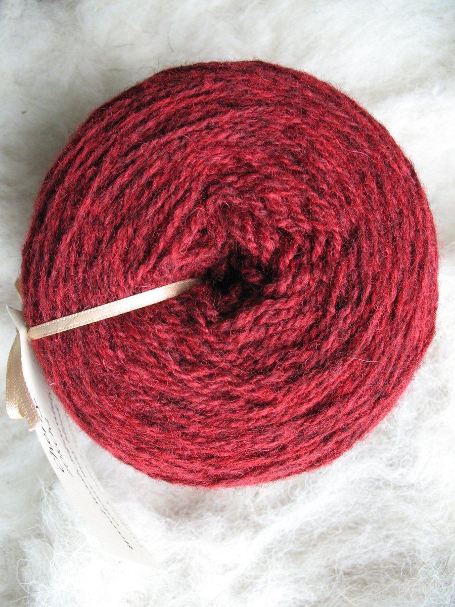 Hand-dyed Pure Jacob Double Knitting (Sport) Wool Cherry 100g