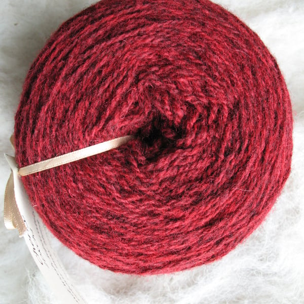 Hand-dyed Pure Jacob Double Knitting (Sport) Wool Cherry 100g
