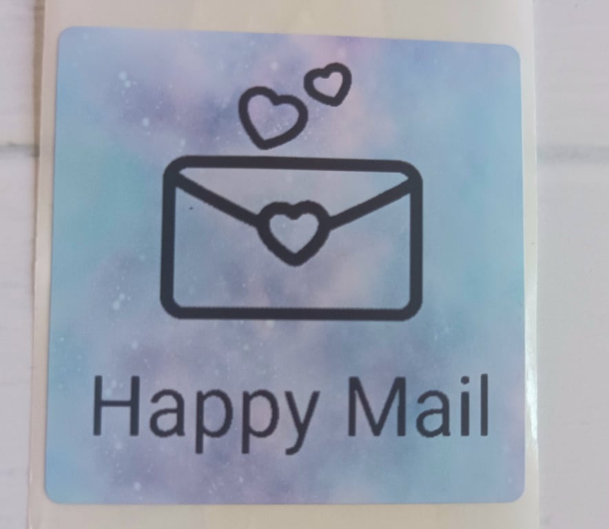 40 Thermal Printed 'Envelope Happy Mail' postal stickers (BB)