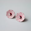 Circle earrings studs with red mid century star print