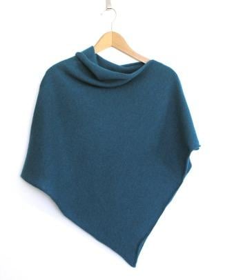 Soft Merino Lambswool  Turquoise Poncho