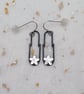Oxidised Sterling Silver Flower And Wire Drop Earrings  - Image 2