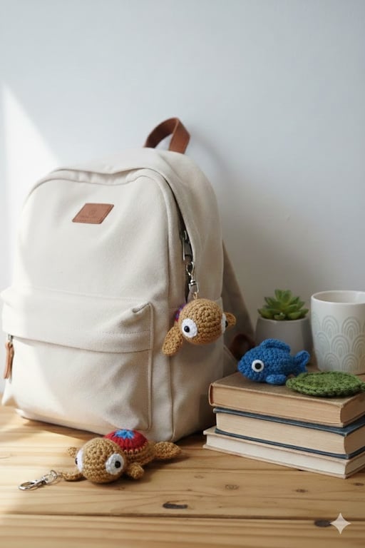 Crochet Turtle Keychain – Handmade Amigurumi Bag Charm