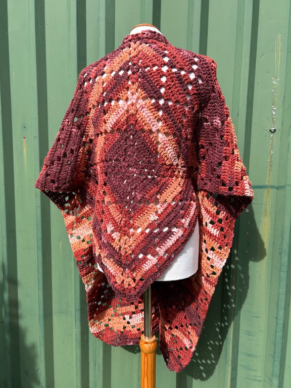 Autumn Ruana Wrap in Soft Wool Yarn