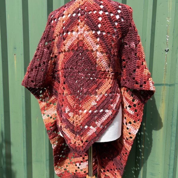 Autumn Ruana Wrap in Soft Wool Yarn