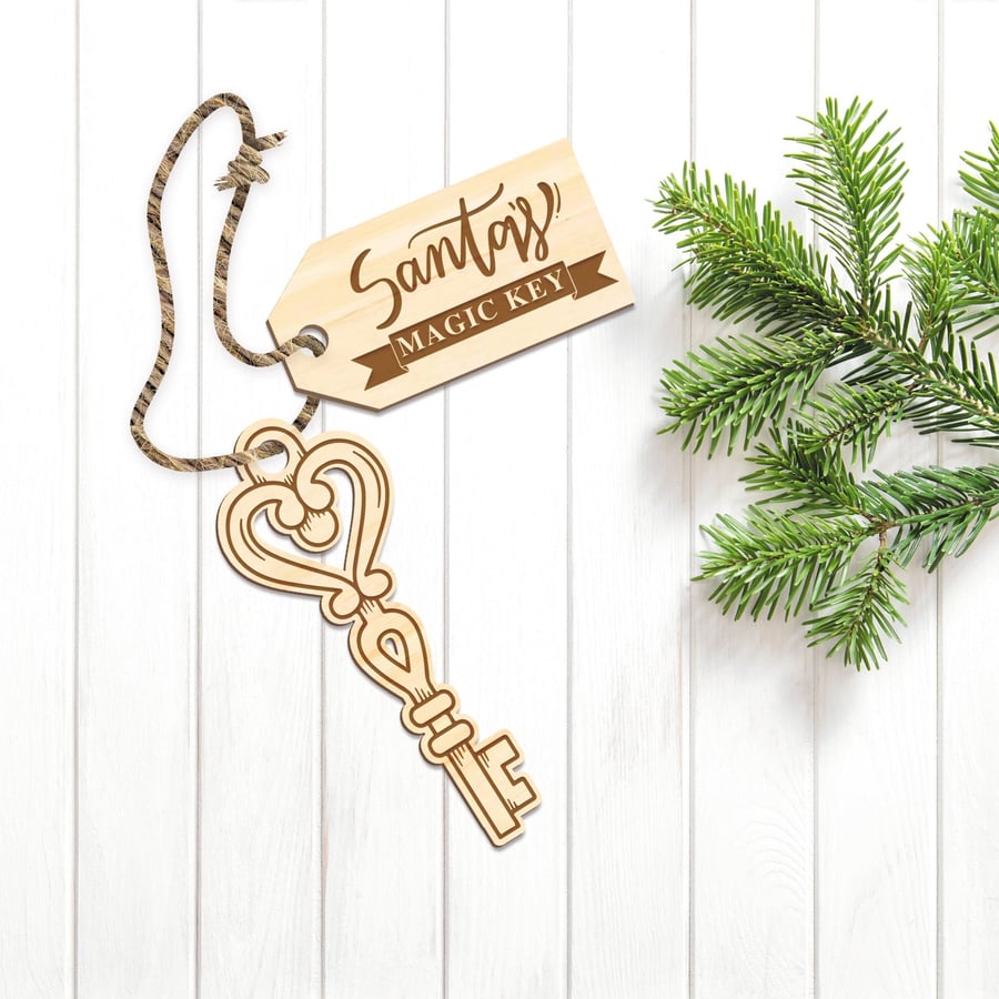 Santa's Magic Key Santa Stop Here Magic Wooden Key No Chimney Key For Santa