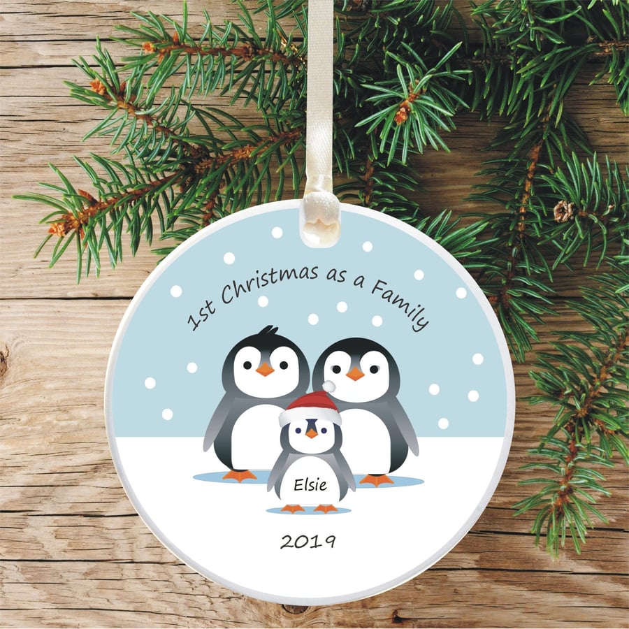 Personalized First Christmas As A Family Christmas Bauble Decoration 