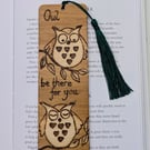 Cute owl wooden bookmark, pyrography gift for an owl lover, unisex gift idea