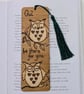 Cute owl wooden bookmark, pyrography gift for an owl lover, unisex gift idea