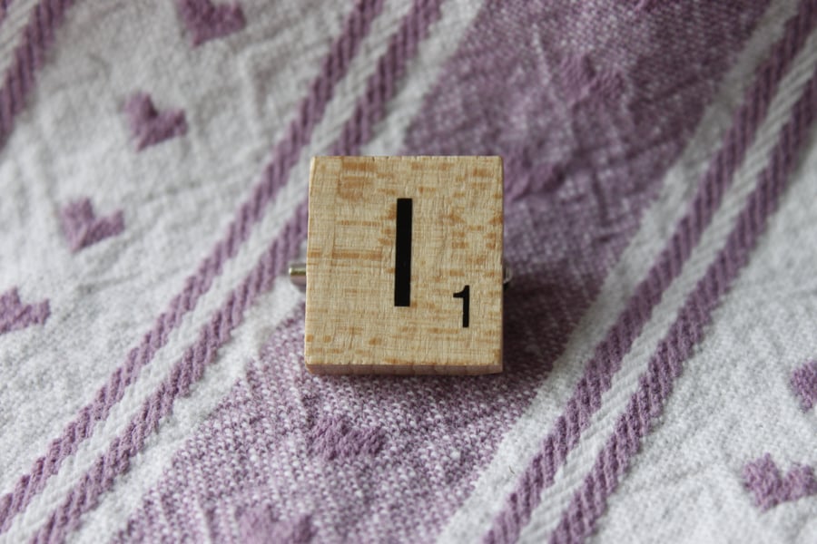 Scrabble style wooden letter brooch - I