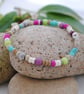 Turquoise heishi violet howlite stretch bracelet-boho, beach & surfer