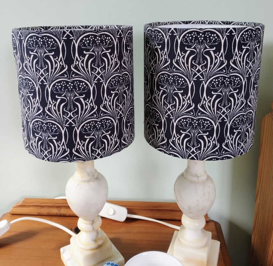 Art Nouveau Classic Cylindrical Drum Lampshades X 2