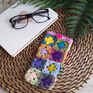 Crochet Glasses Phone Case Pouch Pink & Cerise Button