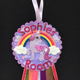 Personalised Unicorn Door hanger a girl