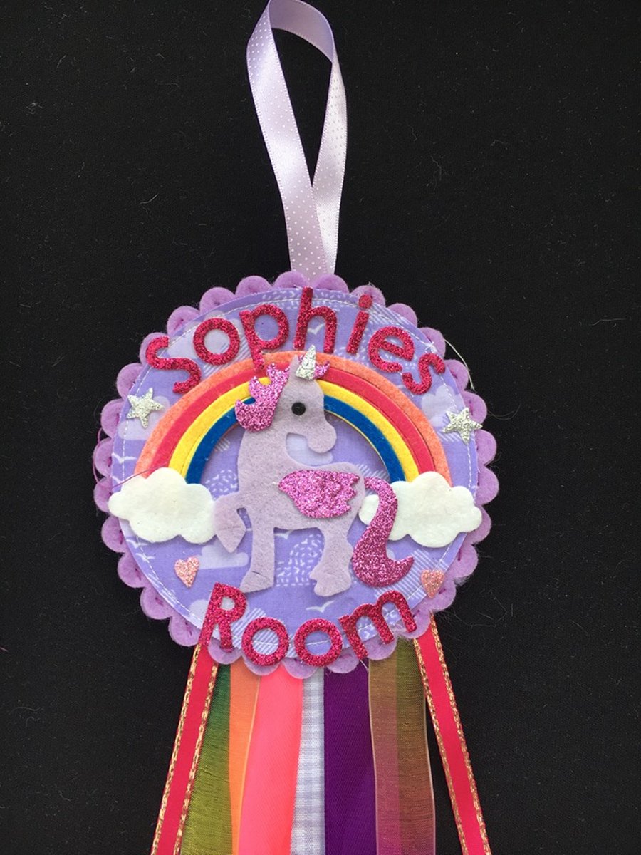 Personalised Unicorn Door hanger a girl
