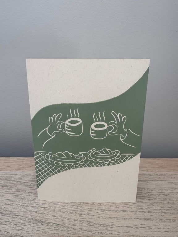 Let's meet for a cuppa - blank greeting card