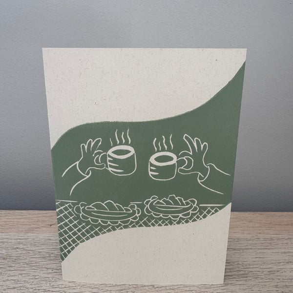 Let's meet for a cuppa - blank greeting card