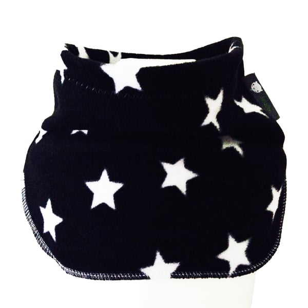 Handmade BLACK STARS Fleece UNISEX NECK WARMER DUDE SNOOD Kids SCARF