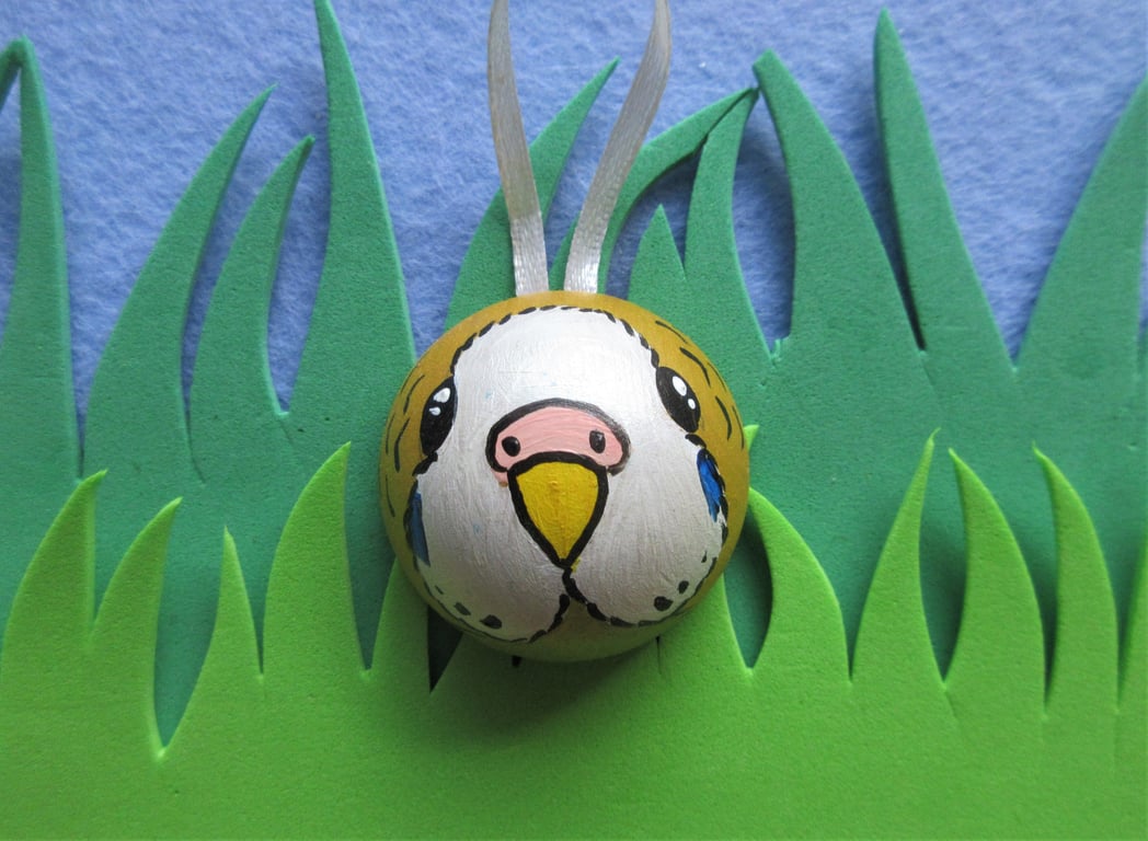 Christmas Tree Bauble Budgie Budgerigar Pet Bird Yellow White Hanging Decoration