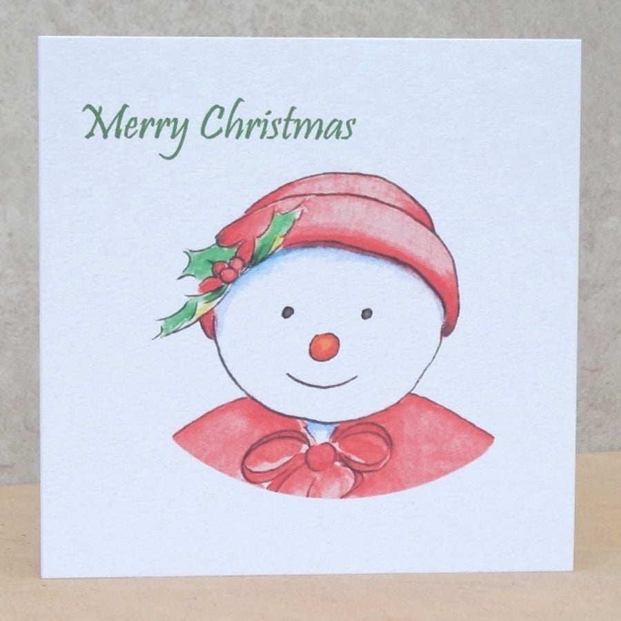 Christmas Card Snow Lady Hat Eco Friendly