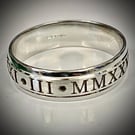 925 Silver Band Ring with Roman Numerals engraved around the ring. Inside messag