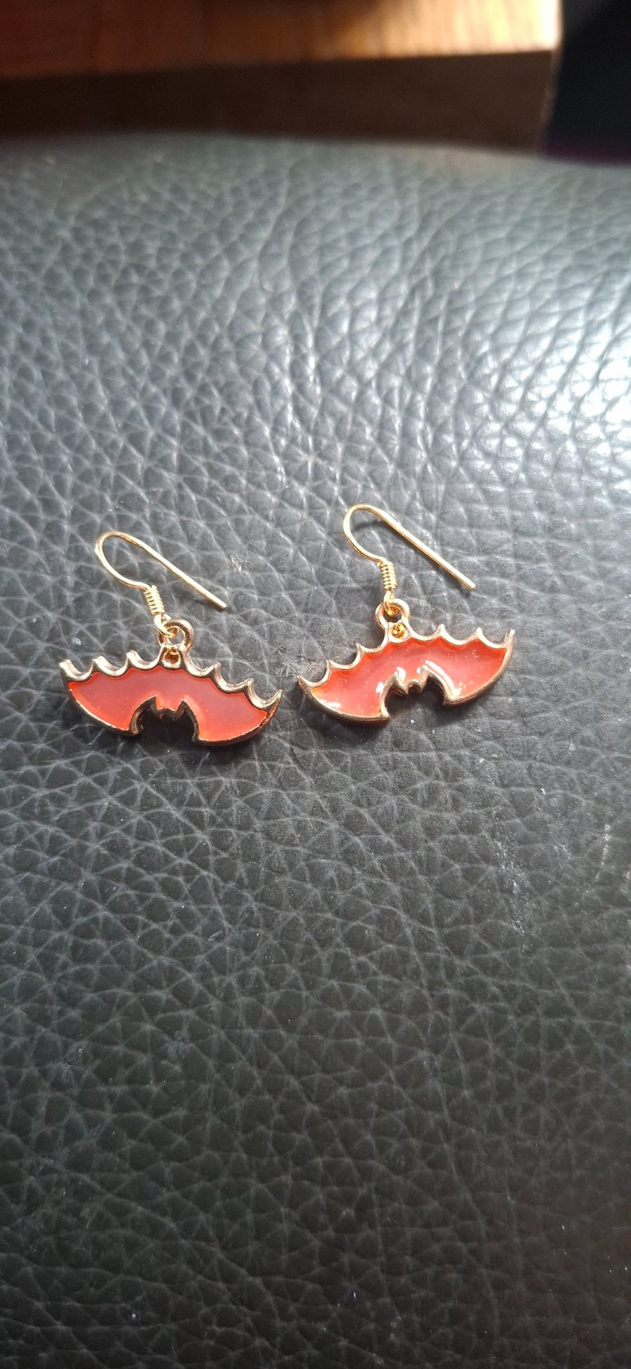Halloween themed earrings-coral bat wings