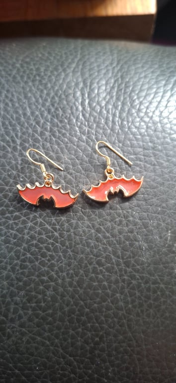 Halloween themed earrings-coral bat wings