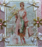 Hand Crafted Decoupage Chistmas Card - Happy Christmas (3346) Xmas Shopping Girl